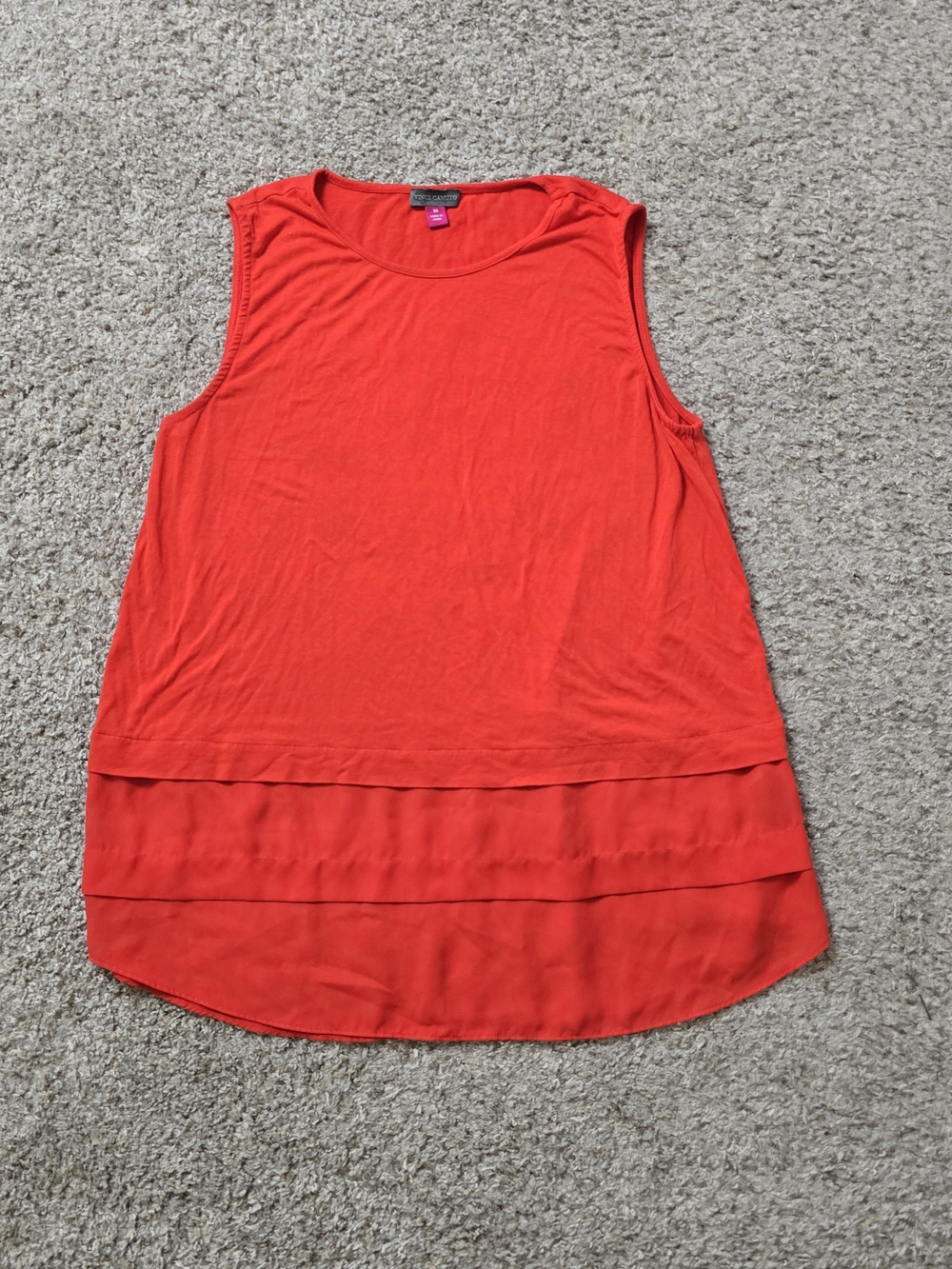 Vince Camuto Layered Red Sleeveless Tunic Tank Size M Lightweight Breathable Top